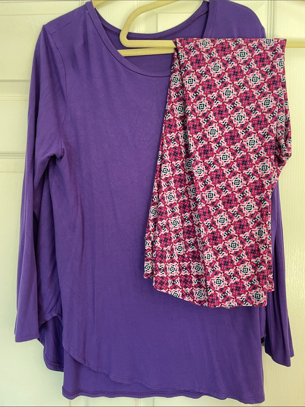 Women's Long Sleeve Purple Top with LuLaRoe Pink and Purple TC Leggings